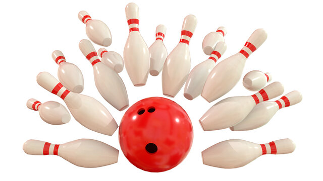 bowling game shot strike ball winning - 3d rendering