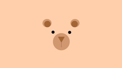 Bear face, minimal design for background and wallpaper