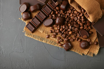 coffee beans and chocolate on the table