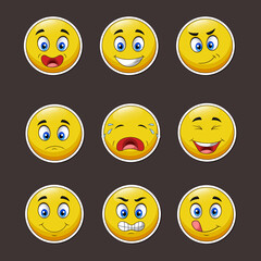Collection of cartoon expressions. Vector illustration