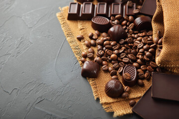 coffee beans and chocolate on the table