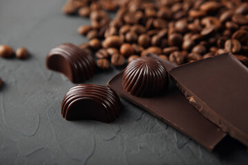coffee beans and chocolate on the table