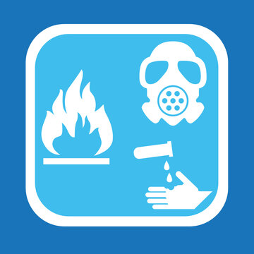 Danger Safety Sign Acid Corrosive Mask Gas Fire