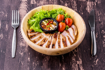 Grilled pork jowl Thai street food