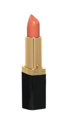 Fototapeta na wymiar Open orange lipstick golden black tube