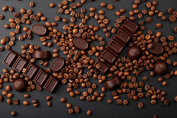 coffee beans and chocolate on the table