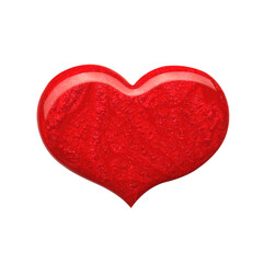 Blot of red heart shaped nail polish isolated on white