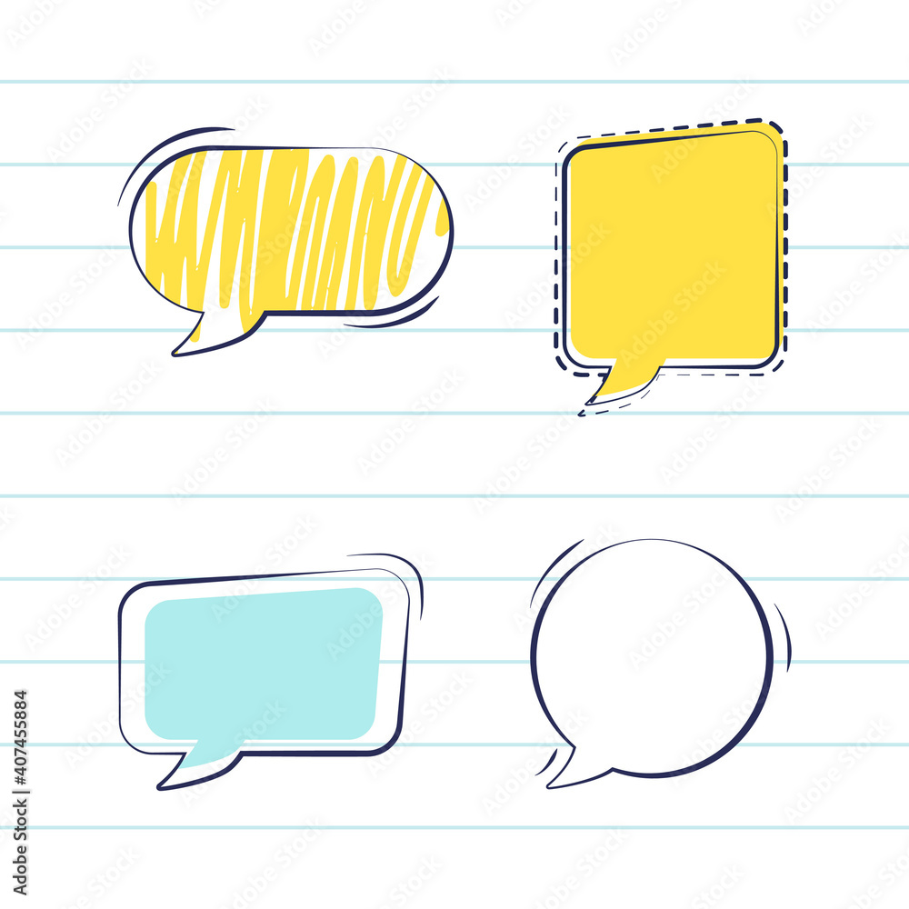 Poster hand draw bubble collection. dialog balloons with different shape