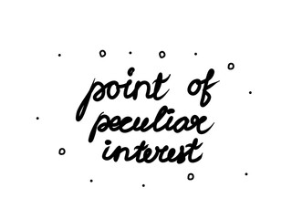 Point of peculiar interest phrase handwritten. Lettering calligraphy text. Isolated word black modern