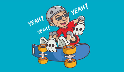 Cool Skateboarding Boy.