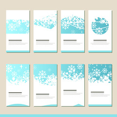 Fototapeta na wymiar Set with different winter christmas templates. Cards for your festive design and new year advertisement