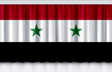 Flag of Syria on silk curtain, stage performance event ceremony show , 3d illustration