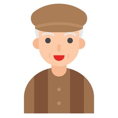 Elderly Man avatar flat icon, vector illustration