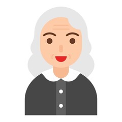 Elderly Woman avatar flat icon, vector illustration