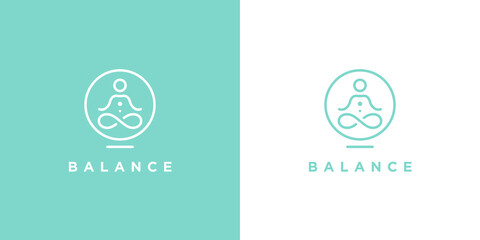 Yoga studio logo. Wellness health spa line icon. Meditation symbol. Zen harmony balance sign. Vector illustration.