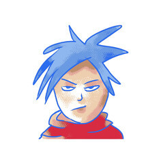 Vector color isolated doodle portrait of the boy. Avatar on white background.