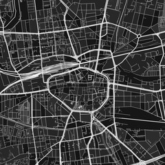 Dortmund, Germany dark vector art map