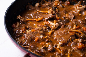 Fricandó, traditional spanish tapa from Cataluña and Barcelona. Premium beef dish.