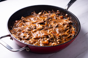 Fricandó, traditional spanish tapa from Cataluña and Barcelona. Premium beef dish.