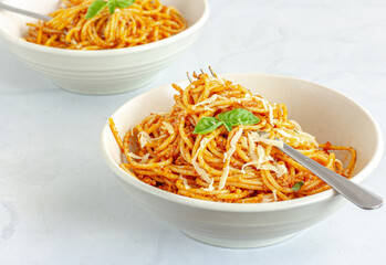 Italian Spaghetti Bolognese Close Up Photo