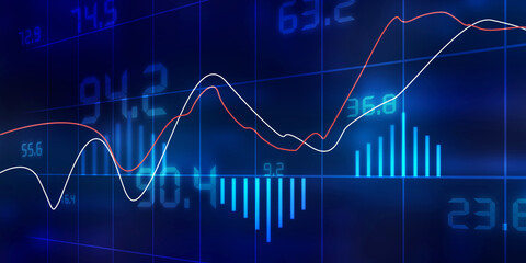 2d rendering Stock market online business concept. business Graph 