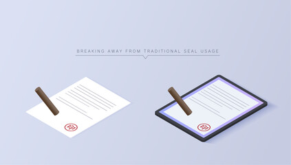 脱ハンコのイメージ　アイソメトリック