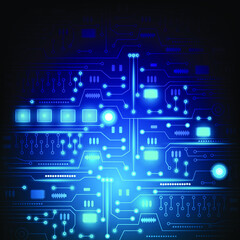 Vector Abstract futuristic circuit board, Electronic motherboard, Illustration high computer technology dark blue color background. Hi-tech digital technology concept.