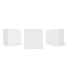 White blank cardboard package boxes mockup. Vector