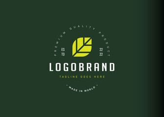Leaf logo design inspiration. Minimalist vector illustration of easy to remember green leaves. Modern vintage icon design template with line art style