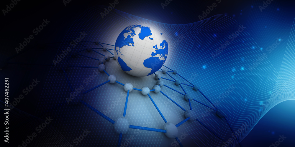 Poster 3d rendering abstract world concept
