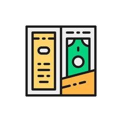 Greeting card, party invitation, booklet flat color line icon.