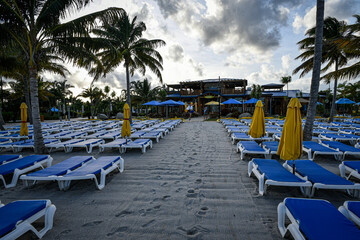 lounge chairs on the beach