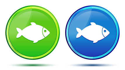 Fish icon creative natural round button set illustration