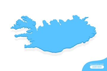 Fototapeta premium Vector modern isometric concept greeting Card map of Iceland on blue background illustration eps 10.