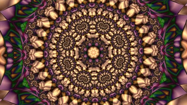 animation of colorful vivid abstract background with kaleidoscopic changes to beautiful fractal pattern