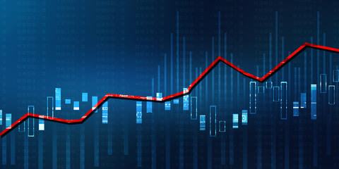 2d rendering Stock market online business concept. business Graph 