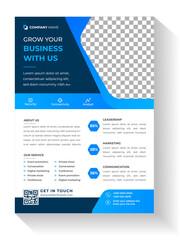 Corporate business flyer poster pamphlet brochure cover template design with blue color. marketing, business proposal, promotion, advertise, publication, cover page. eps 10 vector illustration