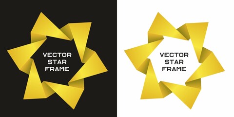 Frame with star shape in yellow. Vector illustration. EPS10.