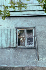 white wooden frame in a blue house
