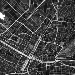 FreiburgimBreisgau, Germany dark vector art map