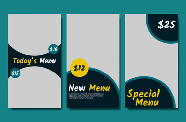 Collection of social media stories templates culinary theme. Suitable for online stores in promoting a product or brand