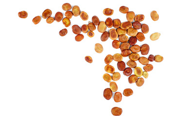 Pile broad or fava beans isolated on white background