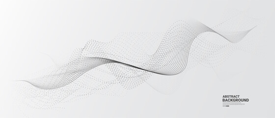 White abstract background with flowing particles. Digital future technology concept. vector illustration.