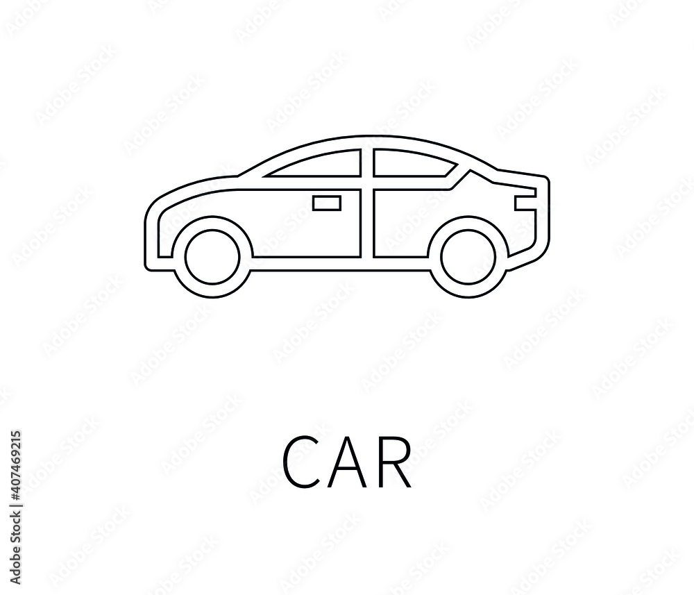 Poster car vector icon. editable stroke. symbol in line art style for design, presentation, website or apps