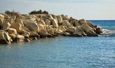 Fototapeta na wymiar White stones near Limassol. Cyprus