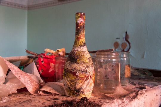 jars in an abandoned room