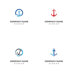 Set Anchor Logo Template vector symbol nature