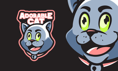 adorable cat head mascot vector illustration