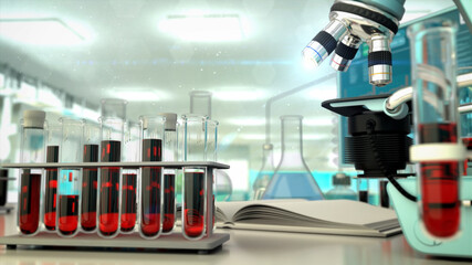 cg medical 3D illustration, clinical blood virus test backdrop