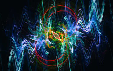 digital image generated on a computer consisting of beautiful abstract geometric shapes, lines of different colors for a background image or web design